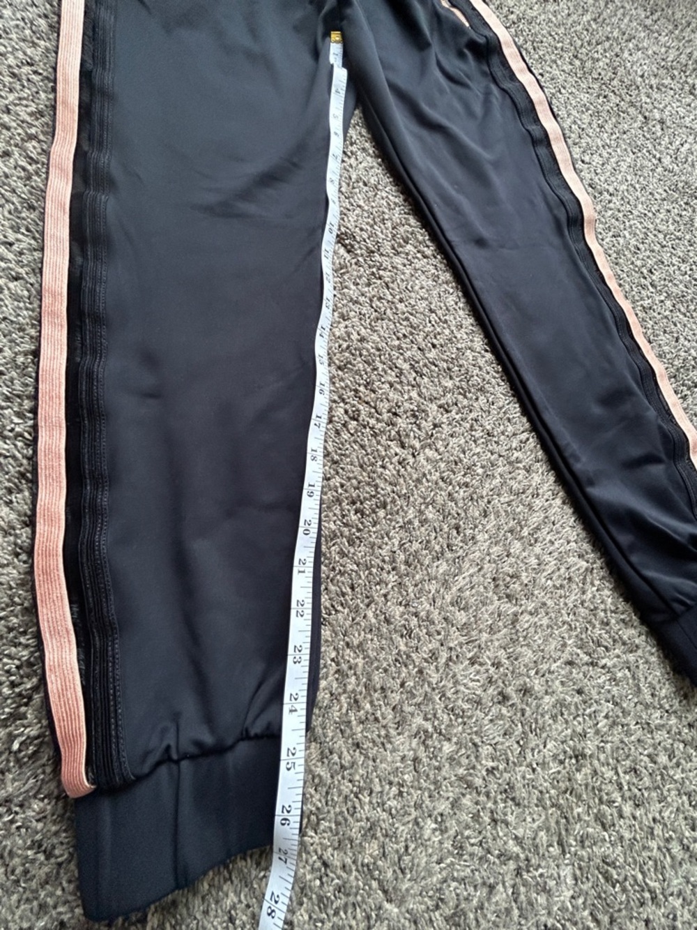 Women's Black Track Jogger Pants with Rose Gold Stripe - Picture 5 of 7